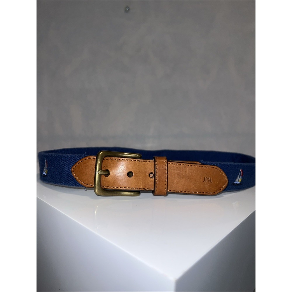 J. McLaughlin Size‎ Small Navy Boat Belt Embroidered Youth  WOW !!!